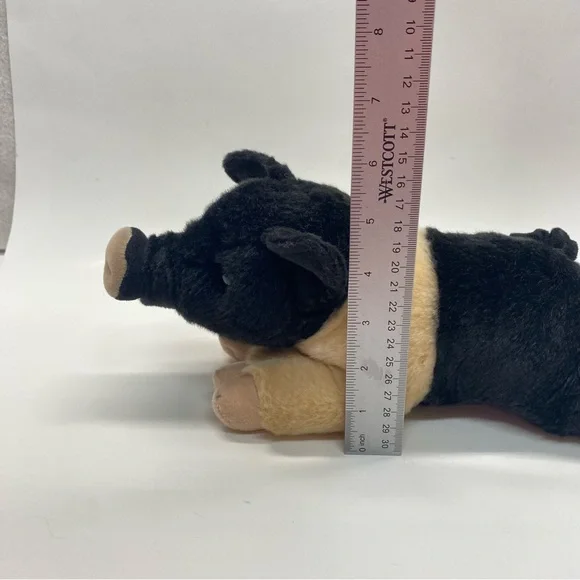 Aurora Miyoni Hampshire Pig Stuffed Animal Plush Black & Beige Life Like Toy - Picture 12 of 13